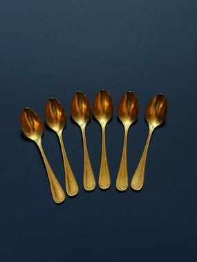 Vintage Gold Dessert Spoon Set - 6-Piece, made in Japan